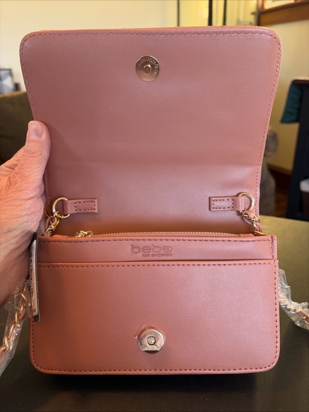 BEBE Quilted Crossbody Bag - Blush - Picture 3 of 4